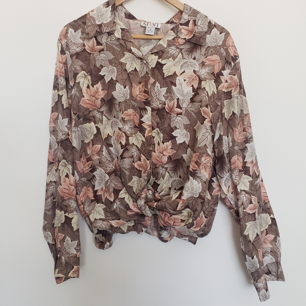 100% silk fall autumn button down blouse